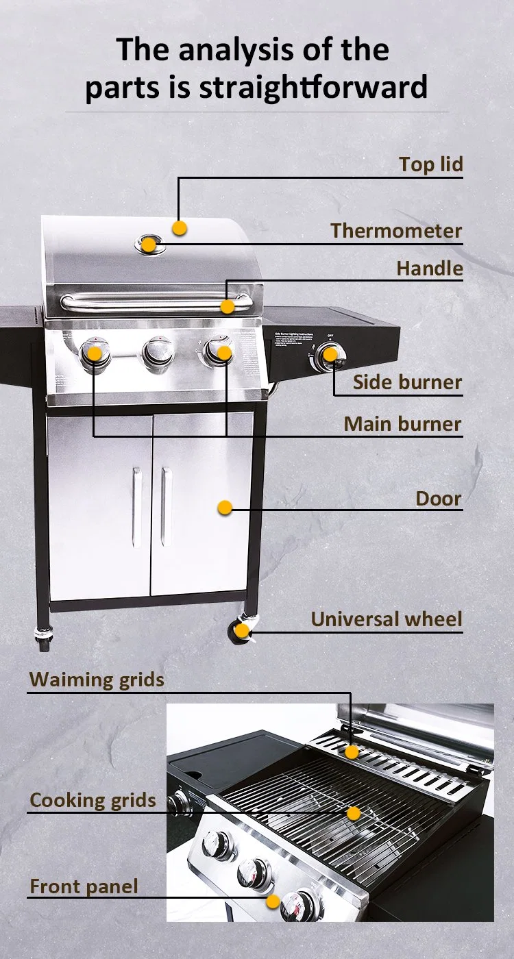 Outdoor Trolley Stainless Steel BBQ Gas Stove